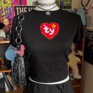 Black Heart Embroidered Women's Top